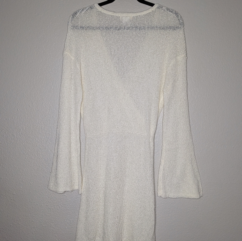 L Space Womens White Topanga Sheer Knit Coastal Resort Beach Wrap Mini Dress L - Picture 5 of 7
